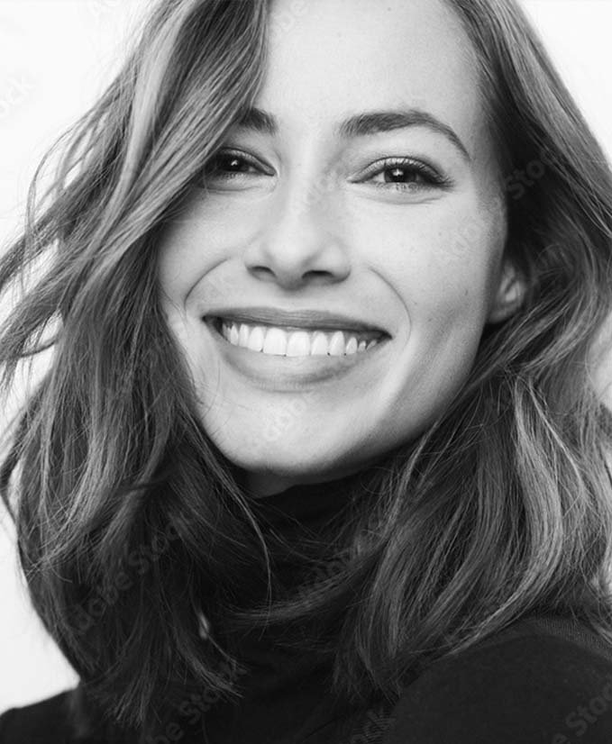 beautiful woman smiling largely