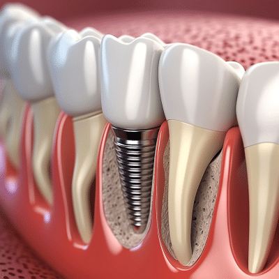 Dental Implants: The Optimal Solution for Missing Teeth 2 Illustration of a dental implant screwed into gum