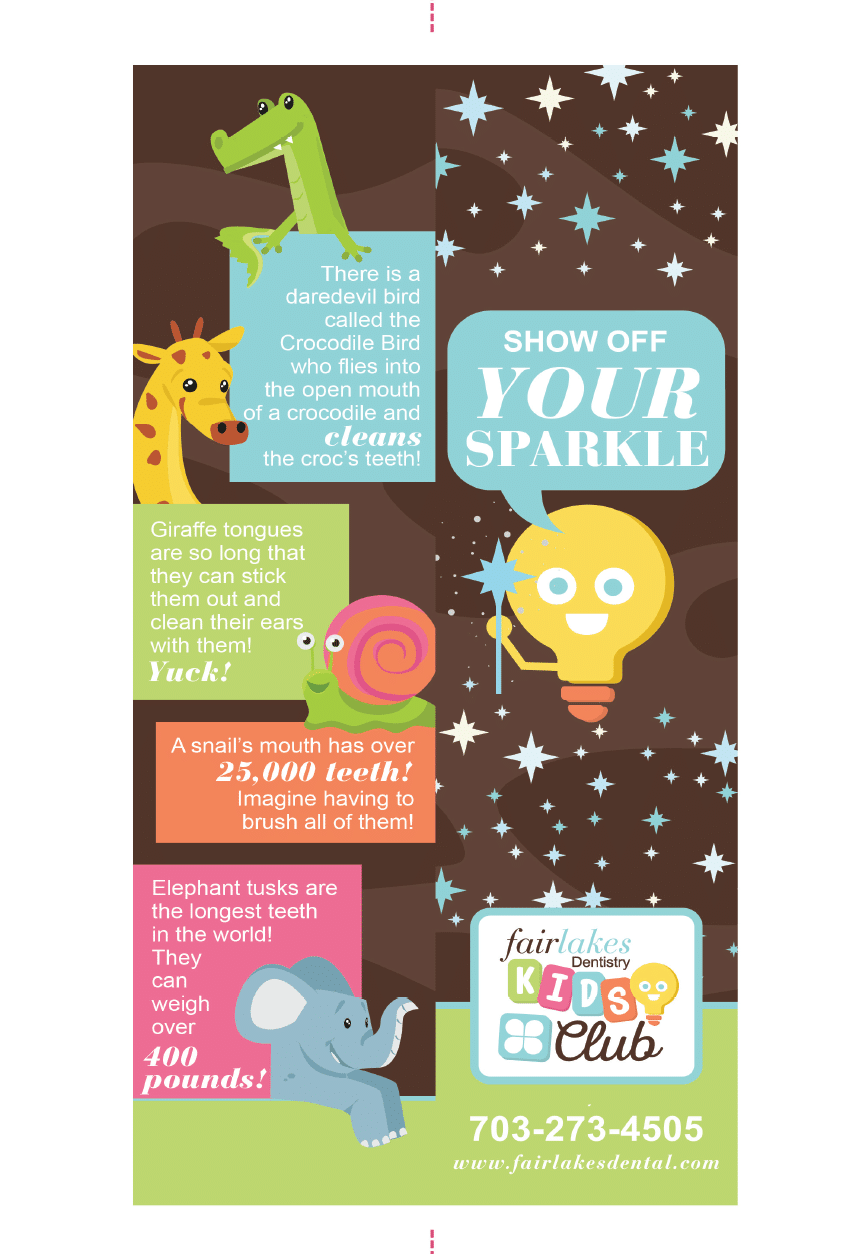 fair lakes dentistry kids club book mark